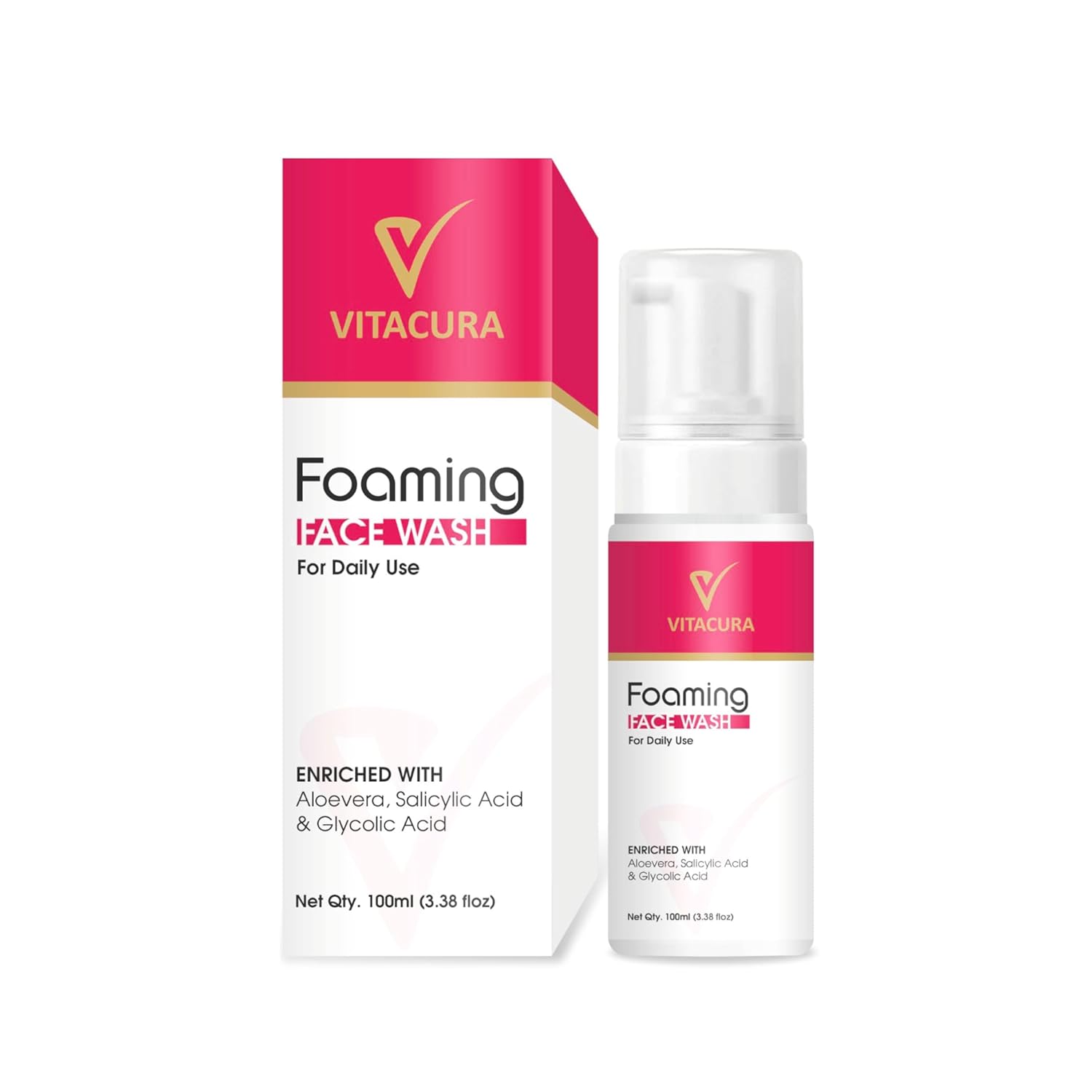 <b>Vitacura Foaming Face Wash</b> - Gentle Skin Cleanser for Dry to Normal, Sensitive Skin, 100 ml Hydrating Face Wash