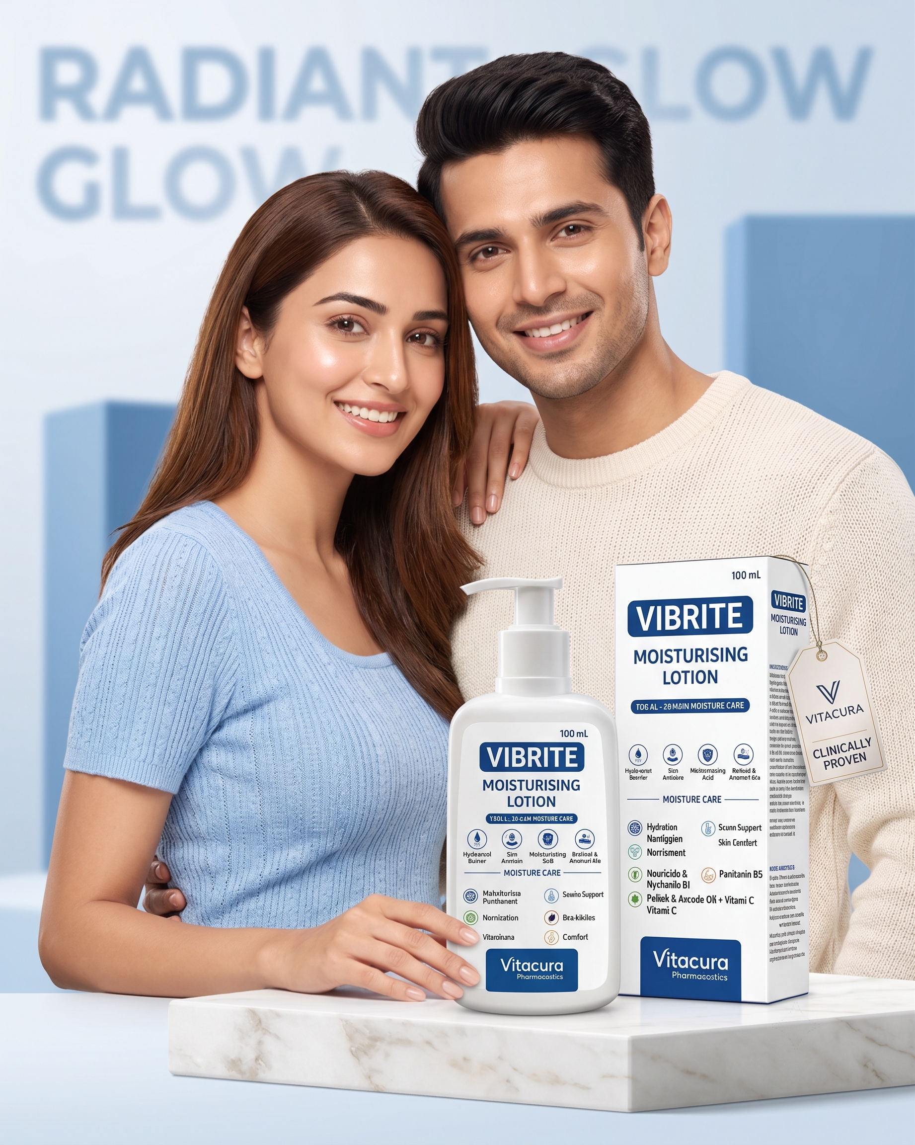 Vibrite Moisturising Lotion with nourishing baobab and avocado oils, niacinamide, vitamin E, hyaluronic acid and panthenol for deep skin moisturization