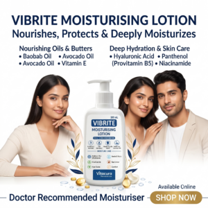 Vibrite Moisturising Lotion with Baobab Oil, Avocado Oil, Niacinamide, Vitamin E, Hyaluronic Acid & Panthenol | Deep Hydration & Skin Barrier Care | For Dry, Sensitive & Dehydrated Skin