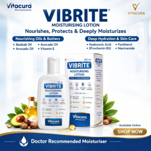 Vibrite Moisturising Lotion with Baobab Oil, Avocado Oil, Niacinamide, Vitamin E, Hyaluronic Acid & Panthenol | Deep Hydration & Skin Barrier Care | For Dry, Sensitive & Dehydrated Skin