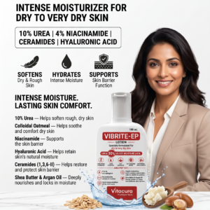 VIBRITE-EP Intense Moisturizer for Dry to Very Dry Skin | 10% Urea, 4% Niacinamide, Ceramides, Colloidal Oatmeal & Hyaluronic Acid